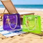 Personalised Gold Birth Flower Clear Tote Bag with Name Travel Essential Wedding Birthday Gift for Bridesmaid Friend