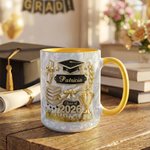 Personalized Class of 2026 Graduation Cap Crystalline Shimmering Effect 11 oz 15 oz Ceramic Mug with Name Daily Use Graduation Gift for Graduates