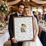 Personalized Watercolour Style Wedding Photo Canvas Prints with Name and Date Message Board Wall Decor Wedding Gift for Newlyweds