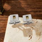 Personalised 1-4 Birthstones Set of 2 Rectangular Cufflinks Dainty Clothing Accessories Birthday Anniversary Christmas Gift for Father Family