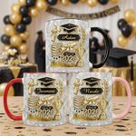 Personalized Class of 2026 Graduation Cap Crystalline Shimmering Effect 11 oz 15 oz Ceramic Mug with Name Daily Use Graduation Gift for Graduates