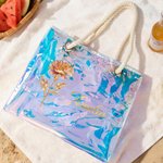 Personalised Gold Birth Flower Clear Tote Bag with Name Travel Essential Wedding Birthday Gift for Bridesmaid Friend