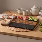 Personalised Engraved Title 1-4 Names Acacia Marble 11 Pcs Cutting Board Coaster Set with Bowl and Spoon Father's Day Housewarming Gift for Dad