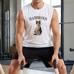 Personalized Cute Cat Dog Pet Photo Design Loose Fit Breathable Tank Top with Text Daily Wear Pet Party Birthday Gift for Pet Owner