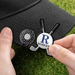Personalised Crossed Clubs Golf Ball Magnetic Hat Clip Golf Ball Marker with Initial and Name Birthday Game Day Golf Club Gift for Golfer Golf Lover