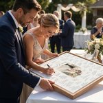 Personalized Watercolour Style Wedding Photo Canvas Prints with Name and Date Message Board Wall Decor Wedding Gift for Newlyweds
