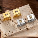 Personalised 1-4 Birthstones Set of 2 Rectangular Cufflinks Dainty Clothing Accessories Birthday Anniversary Christmas Gift for Father Family