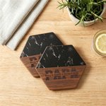Personalised Engraved Title 1-4 Names Acacia Marble 11 Pcs Cutting Board Coaster Set with Bowl and Spoon Father's Day Housewarming Gift for Dad