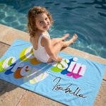 Personalisierte Multicolor Cousin Crew schnell trocknende Strandtuch mit Namen Sommer Urlaub Strand Party Geburtstag Geschenk für Familie
