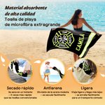 Toalla de playa personalizada de secado rápido con nombre y elementos de bomberos regalo de cumpleaños y día del padre para papás bomberos