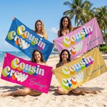 Personalisierte Multicolor Cousin Crew schnell trocknende Strandtuch mit Namen Sommer Urlaub Strand Party Geburtstag Geschenk für Familie