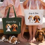 Personalised Cute Cartoon Pet Large Capacity Corduroy Tote Bag with Name Daily Use Commuting Travel Birthday Gift for Pet Owners