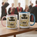 Personalized Class of 2026 Graduation Cap Crystalline Shimmering Effect 11 oz 15 oz Ceramic Mug with Name Daily Use Graduation Gift for Graduates