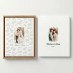 Personalized Watercolour Style Wedding Photo Canvas Prints with Name and Date Message Board Wall Decor Wedding Gift for Newlyweds