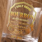 Personalised I Only Drink Spirits 10 oz Rock Whiskey Glass with Name and Year Father's Day Birthday Gift for Dad Man