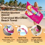 Personalisierte Multicolor Cousin Crew schnell trocknende Strandtuch mit Namen Sommer Urlaub Strand Party Geburtstag Geschenk für Familie