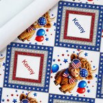 Papier d'emballage personnalisé Highland Cow American Flag avec nom Lot de 3 Cadeau d'anniversaire pour les Américains à l'occasion de la fête de l'Indépendance