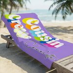 Personalisierte Multicolor Cousin Crew schnell trocknende Strandtuch mit Namen Sommer Urlaub Strand Party Geburtstag Geschenk für Familie