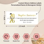 Personalisierte Mortarboard Graduation Sticker mit Namen Jahr und Adresse Festival Dekoration Graduation Favor Geschenk für Klasse von 2026 Absolventen