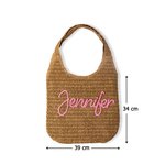 Personalisierte gehäkelte Raffia-Tasche | Name mit Garnwicklung | Boho-Stil | Tote Bag | Alltag Strandurlaub Brautparty Geburtstag Geschenk für Frauen