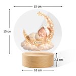 Luz nocturna personalizada de acrílico con foto 3D nombre y diseño de bebé durmiendo en la luna regalo de baby shower y cumpleaños para recién nacidos