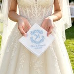 Personalised Wedding Initial Handkerchief with Embroidery Name and Date Bridal Shower Wedding Gift for Bride
