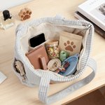 Personalised Cute Cartoon Pet Large Capacity Corduroy Tote Bag with Name Daily Use Commuting Travel Birthday Gift for Pet Owners