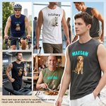 Personalized Cute Cat Dog Pet Photo Design Loose Fit Breathable Tank Top with Text Daily Wear Pet Party Birthday Gift for Pet Owner