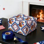 Papier d'emballage personnalisé Highland Cow American Flag avec nom Lot de 3 Cadeau d'anniversaire pour les Américains à l'occasion de la fête de l'Indépendance