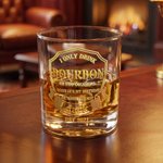 Personalised I Only Drink Spirits 10 oz Rock Whiskey Glass with Name and Year Father's Day Birthday Gift for Dad Man
