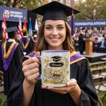 Personalized Class of 2026 Graduation Cap Crystalline Shimmering Effect 11 oz 15 oz Ceramic Mug with Name Daily Use Graduation Gift for Graduates