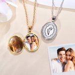Personalisierte zarte Medaillon-Halskette mit Geburtsblume | mit Fotos und Text-Gravur | Geburtstag Jahrestag Muttertag Geschenk für Mama Oma Frau