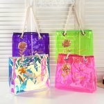 Personalised Gold Birth Flower Clear Tote Bag with Name Travel Essential Wedding Birthday Gift for Bridesmaid Friend