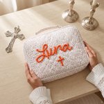 Couverture de Bible en coton personnalisée avec nom et croix Cadeau de baptême pour chrétiens pasteurs