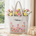 Personalisierte Aquarell Geburt Blume große Kapazität Cord Tragetasche mit Namen täglichen Gebrauch Reise Geburtstag Geschenk für Frauen