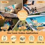 Personalised 3D Cartoon Beach Character Quick Dry Microfiber Beach Towel with Name and Drawstring Bag Travel Essential Birthday Gift for Him Her