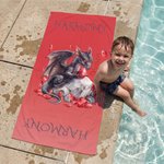 Personalisierte Dragon Birthstone Quick Dry Strandtuch mit Namen Outdoor Beach Party Wesentliche Geburtstagsgeschenk für Drachenliebhaber Kinder