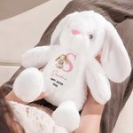 Peluche de conejo personalizado de felpa suave con nombre y año regalo de Pascua y cumpleaños para recién nacidos y niños