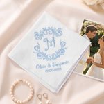Personalised Wedding Initial Handkerchief with Embroidery Name and Date Bridal Shower Wedding Gift for Bride