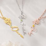 Personalized Birthstone Birth Flower Necklace with Name Birthday Anniversary Gift for Mom Grandma Aunt Girlfriend