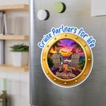 Personalized Cartoon Couple Character Back View Cruise Fridge Magnet with Name Home Decor Birthday Summer Travel Gift for Couple