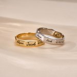 Personalised Sterling Silver Octagonal Family Ring with Engraved 1-8 Names Birthday Mother's Day Gift for Mom Family