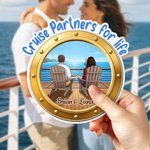 Personalized Cartoon Couple Character Back View Cruise Fridge Magnet with Name Home Decor Birthday Summer Travel Gift for Couple
