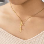 Personalized Birthstone Birth Flower Necklace with Name Birthday Anniversary Gift for Mom Grandma Aunt Girlfriend