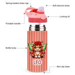 Personalizada Nacimiento Flor Highland Vaca Nombre 12 oz Botella de agua con pajita y asa de vuelta a la escuela Regalo de cumpleaños para las niñas