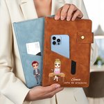 Planificador A5 personalizado de cuero PU con nombre bolsillo de almacenamiento y personaje de dibujos animados regalo de cumpleaños para oficinistas