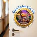 Personalized Cartoon Couple Character Back View Cruise Fridge Magnet with Name Home Decor Birthday Summer Travel Gift for Couple