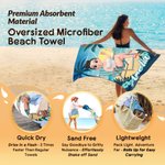 Personalised 3D Cartoon Beach Character Quick Dry Microfiber Beach Towel with Name and Drawstring Bag Travel Essential Birthday Gift for Him Her
