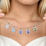 Personalized 1-6 Sea Turtle Birthstones Zircon Sterling Silver Necklace Dainty Jewelry Anniversary Birthday Gift for Women Turtle Lovers