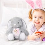 Peluche de conejo personalizado de felpa suave con nombre y año regalo de Pascua y cumpleaños para recién nacidos y niños